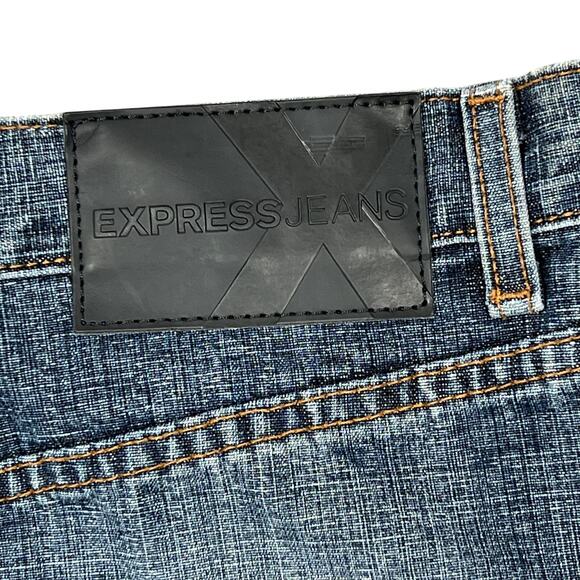 Express Y2K Low Rise Jean Skirt Size 5/6 Faded Denim Knee Length Bareback USA - Picture 7 of 9